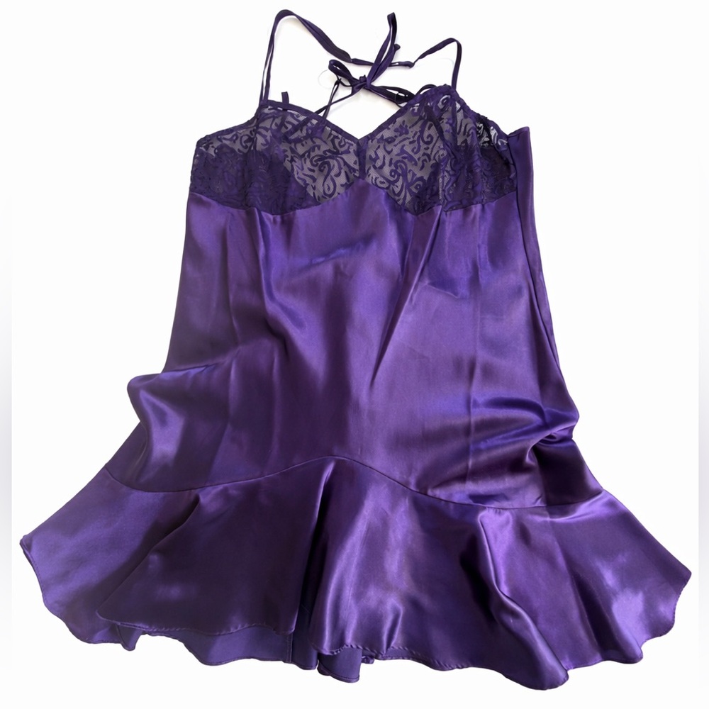 Slip Dress Chemise Negligee Nightgown purple satin size M